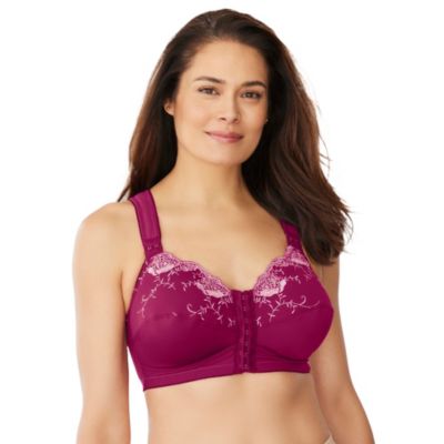 Women's Front-Close Embroidered Wireless Posture Bra