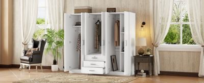 Streamdale 6-Doors Wooden Wardrobe Storage for Bedroom, with Big Drawers, White