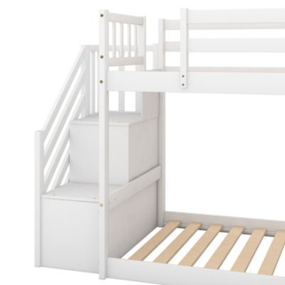 Streamdale Twin Over Twin Bunk Bed With Convertible Slide And Stairway