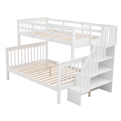 Streamdale Twin-Over-Full Bunk Bed with Storage and Guardrails