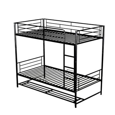Streamdale Twin Over Twin Metal Bunk Bed With Shelf And Guardrails, White