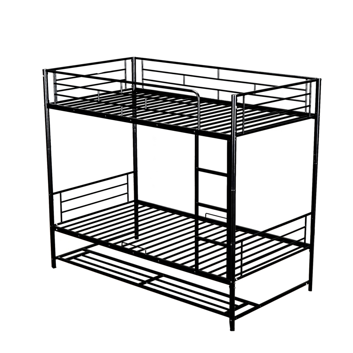 Streamdale Twin Over Metal Bunk Bed With Shelf And Guardrails, White