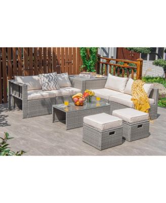 8PCS Patio Rattan Furniture Set Storage Waterproof Cover