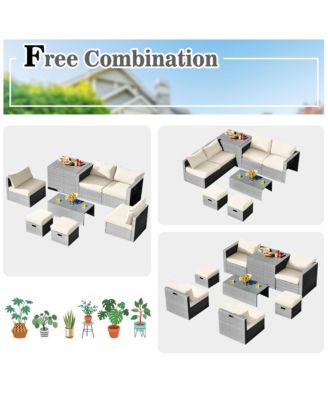 8PCS Patio Rattan Furniture Set Storage Waterproof Cover