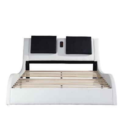 Streamdale PU Platform Bed with LED Lighting & Tooth Lock