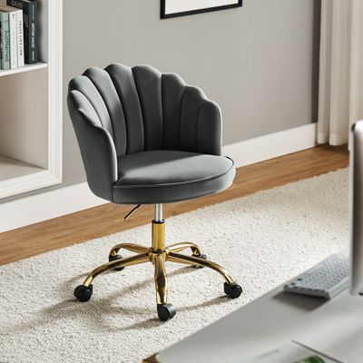 Woman Modern Cute Shell Back Upholstered Desk Chair for Vanity, Living Room