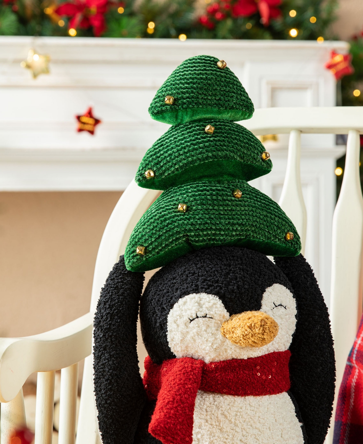 Glitzhome 21.25 H Christmas Fabric Penguin with Top Tree Decor