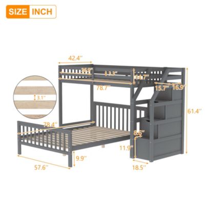 Streamdale Twin Over Full Loft Bed With Staircase