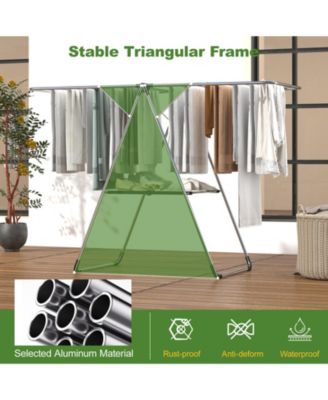 2-Tier Laundry Drying Rack Folding Cloth Rack with Aluminum Frame