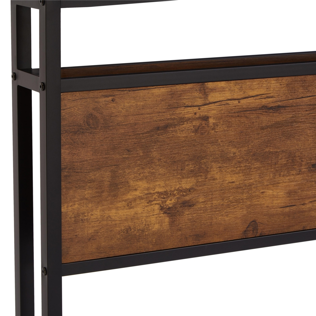 Streamdale Furniture Metal Platform Bed with Wooden Headboard, Led Lights, Usb Liner, Easy Assemble - Black+brown