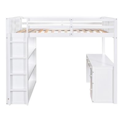 Streamdale Full Size Loft Bed With Ladder, Shelves, And Desk