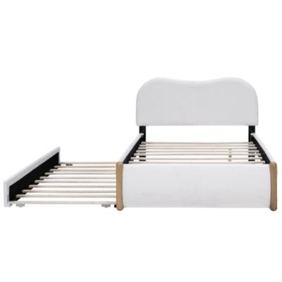 Streamdale Upholstered Platform Bed with Trundle, White