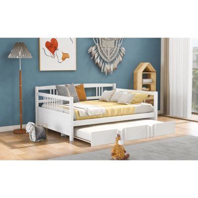 Streamdale Full Size Daybed Wood Bed With Twin Size Trundle