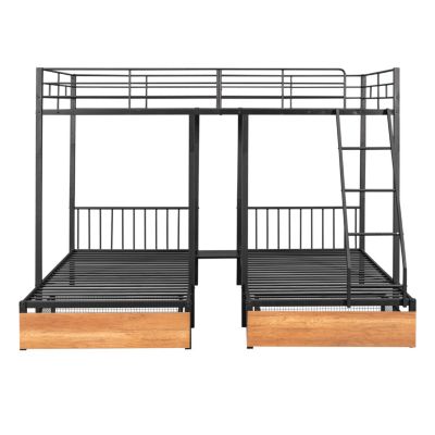 Streamdale Metal Triple Bunk Bed with Drawers and Rails