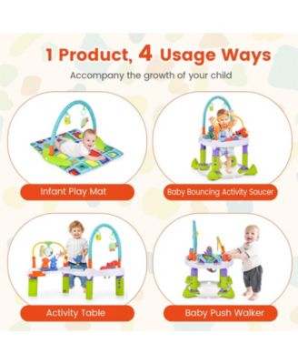 Kids 4-in-1 Baby Bouncer Activity Center with 3 Adjustable Heights-Green