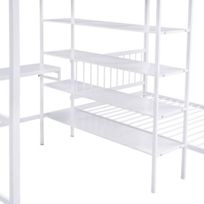 Streamdale Full Over Twin Metal Bunk Bed With Built-In Desk, Shelves And Ladder