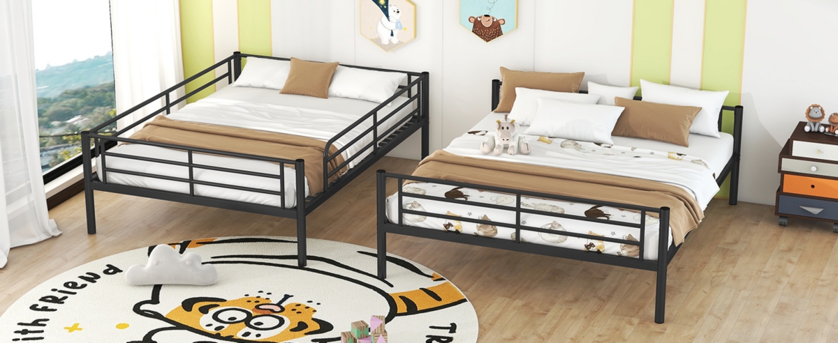 Simplie Fun Full Xl Over Queen Metal Bunk Bed, White