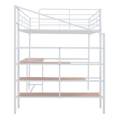Streamdale Full Size Metal Loft Bed With Desk And Lateral Storage Ladder