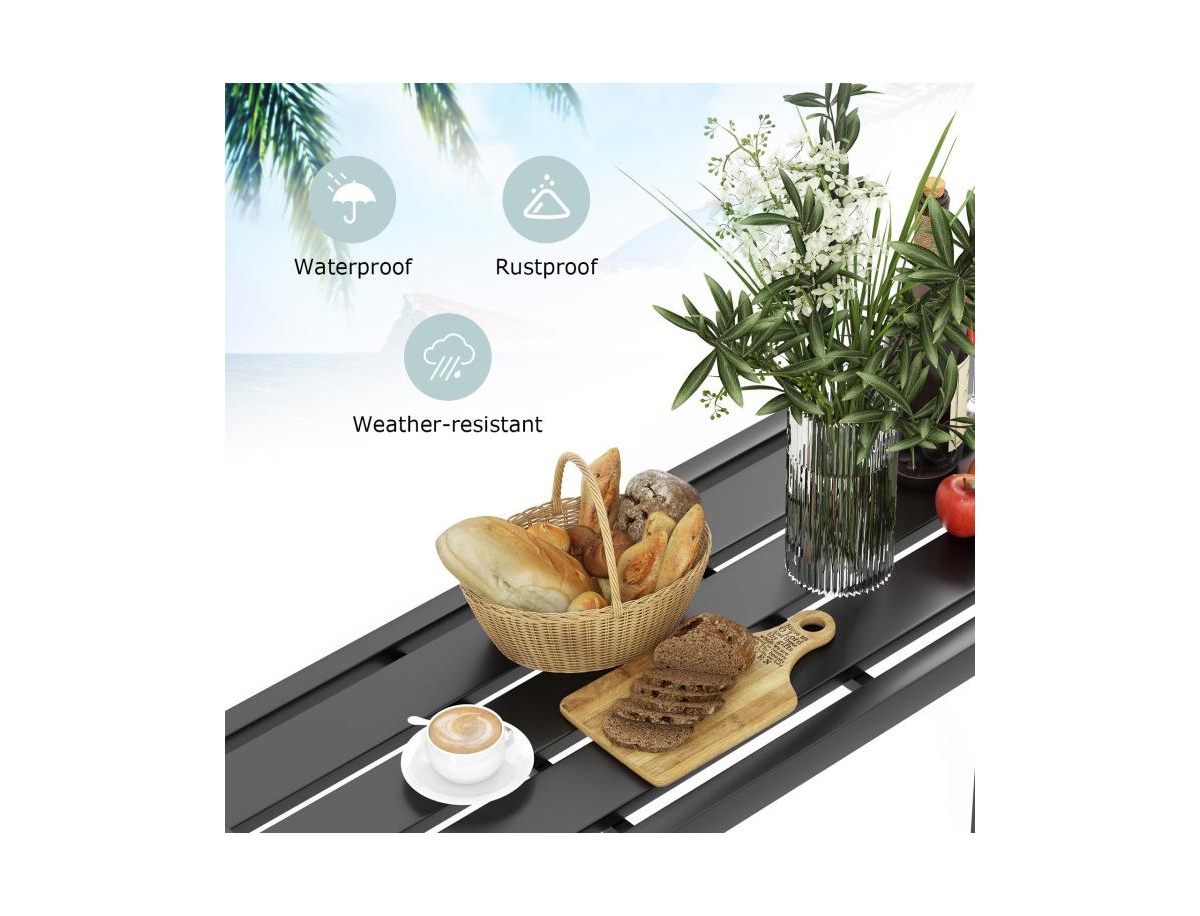 Slickblue Outdoor Bar Table with Waterproof Top and Heavy-duty Metal Frame