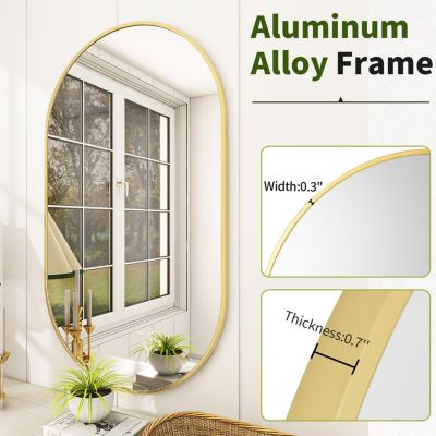 Oval Wall Mounted Mirror 22"x38" in Gold