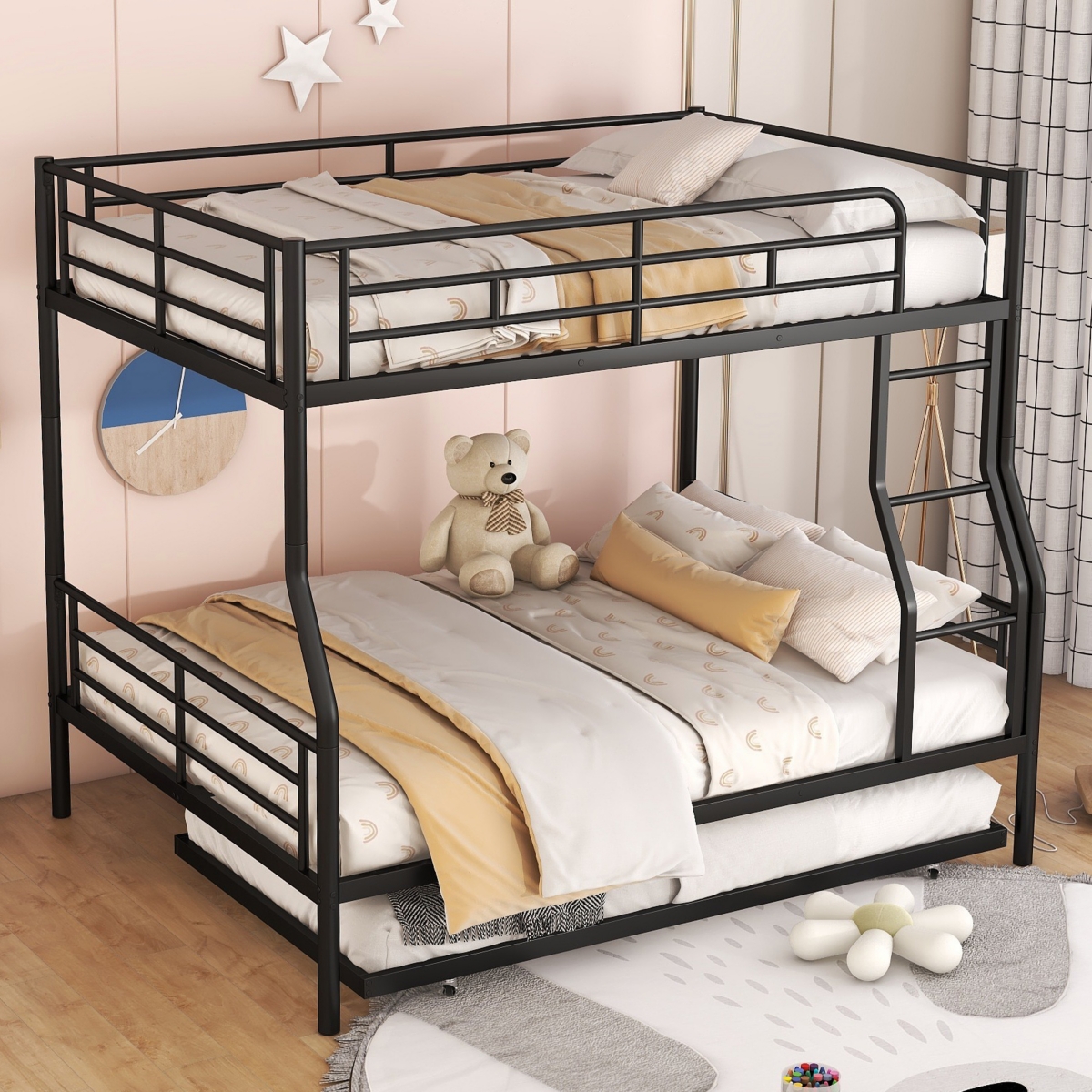 Streamdale Full Xl Over Queen Metal Bunk Bed With Trundle