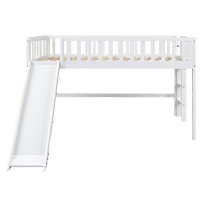Streamdale Full Size Low Loft Bed With Ladder And Slide