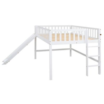 Streamdale Full Size Low Loft Bed With Ladder And Slide