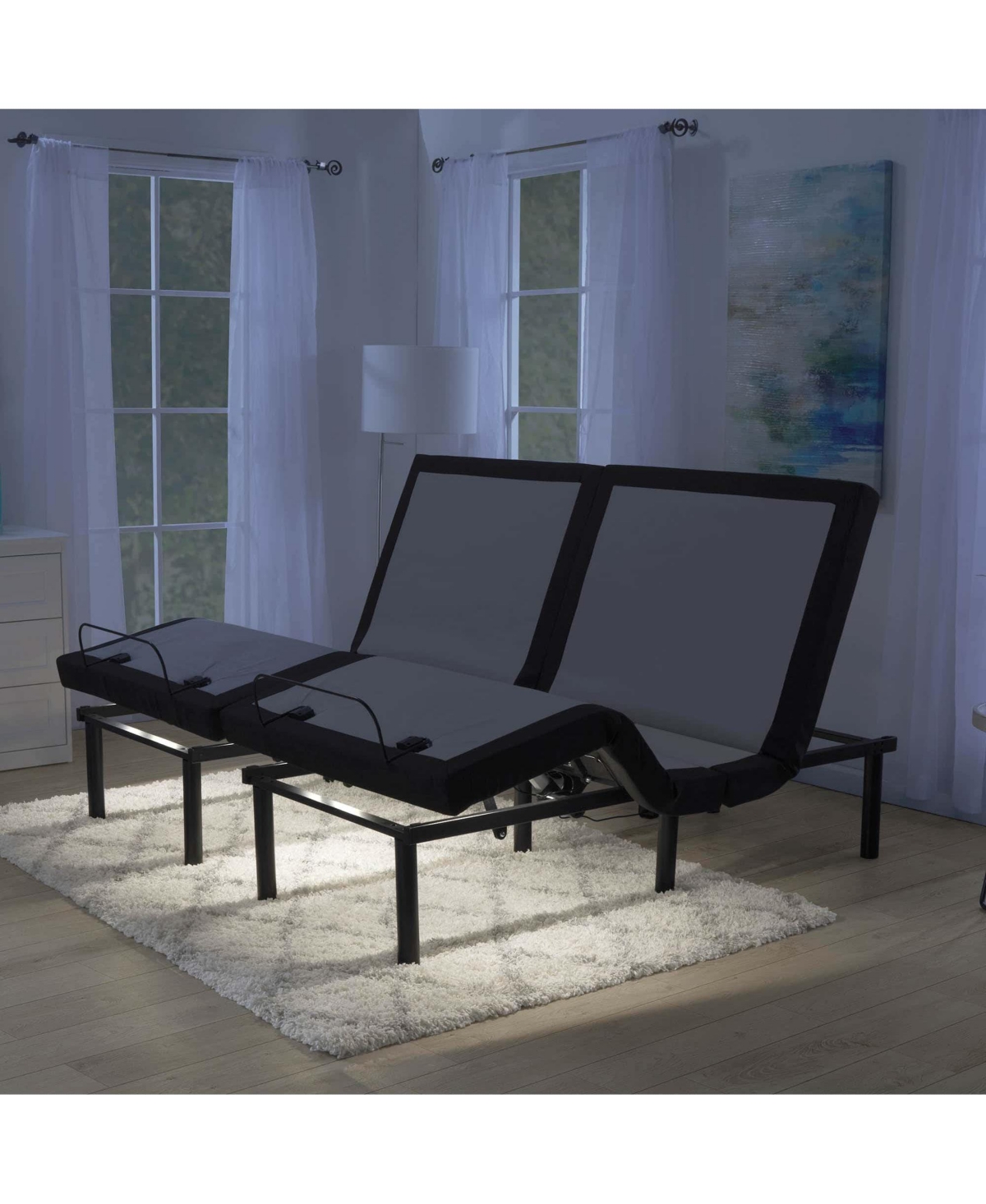 Clara Clark Adjustable Head & Foot Zero Gravity Massage Bed Base - with Wireless Remote, Usb Ports, Led Light -