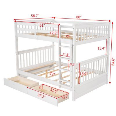 Streamdale Espresso Bunk Bed with Drawers and Ladders