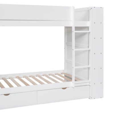 Streamdale Twin Over Twin Bunk Bed With 2 Drawers And Multilayer Cabinet