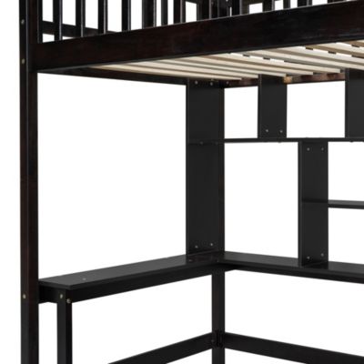 Streamdale Twin Size Loft Bed With Bookshelf, Drawers, Desk, And Wardrobe White