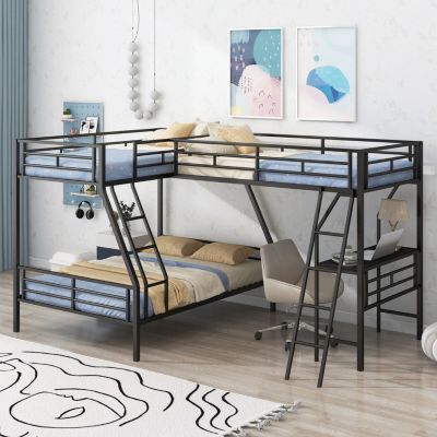 Twin Loft Bunk Bed with Desk and Metal Frame