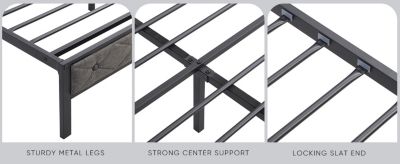 Storage Headboard Bed Frame with LED Lights