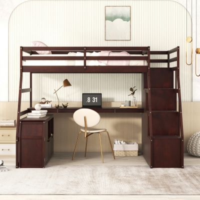 Streamdale Twin Size Loft Bed With With 7 Drawers 2 Shelves And Desk