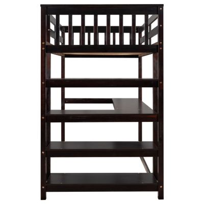 Streamdale Twin Size Loft Bed With Storage Shelves And Under-Bed Desk