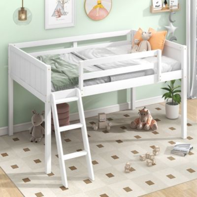 Streamdale Twin Wood Loft Bed with Reversible Ladder