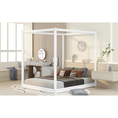 Streamdale Queen Size Canopy Platform Bed With Support Legs