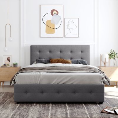 Streamdale Linen Platform Bed with Drawers
