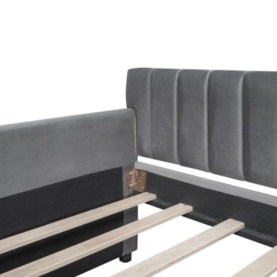 Twin Size Upholstered Daybed With Drawers, Wood Slat Support