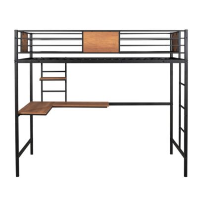 Streamdale Twin Metal Loft Bed With Desk And Shelve