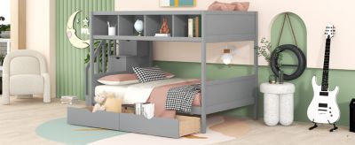 Streamdale Twin Over Full Bunk Bed With Shelfs, Storage Staircase And 2 Drawers