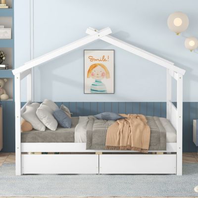 Streamdale Full Size Wooden House Bed With Drawers