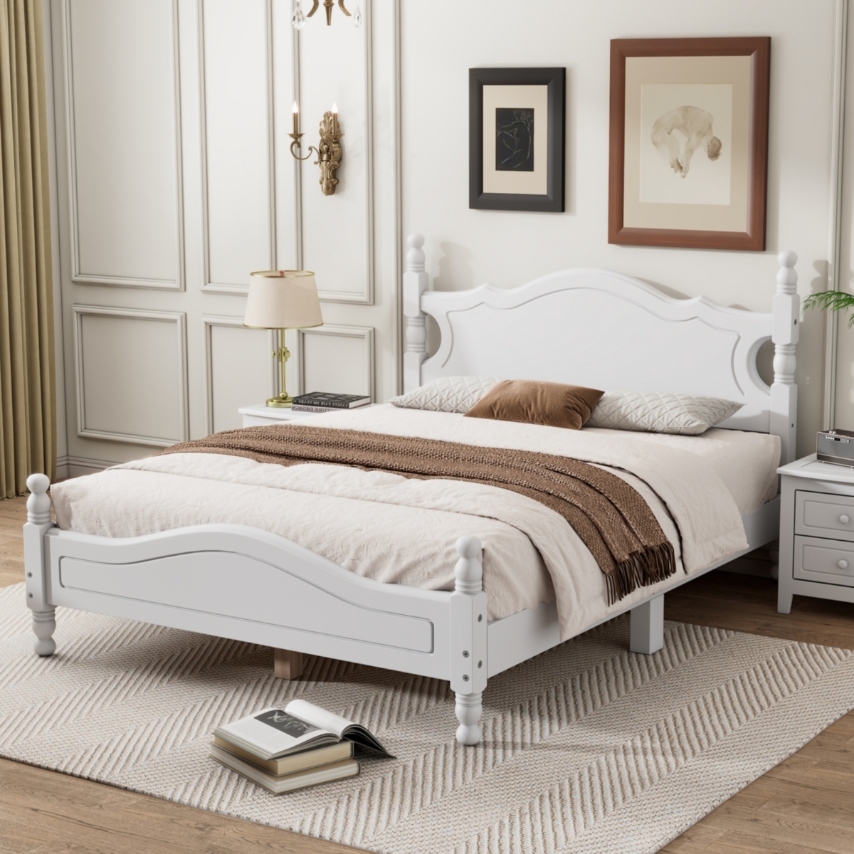 Streamdale Retro Platform Bed with Wooden Slat Base
