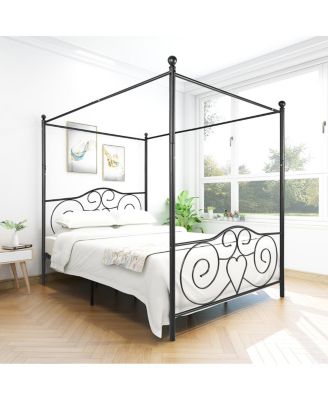 Streamdale Metal Canopy Bed Frame with Vintage Headboard