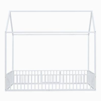 Streamdale Twin Size Metal House Bed With Fence And Door
