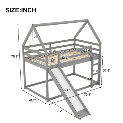 Streamdale Twin Size Bunk House Bed With Slide And Ladder