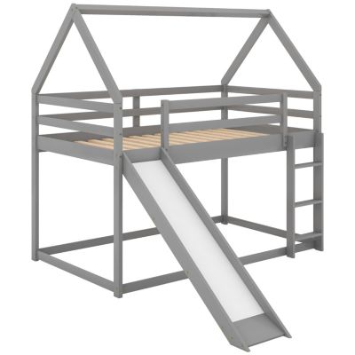 Streamdale Twin Size Bunk House Bed With Slide And Ladder