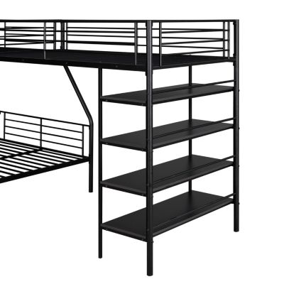 Twin Metal Loft & Bunk Bed with Shelves