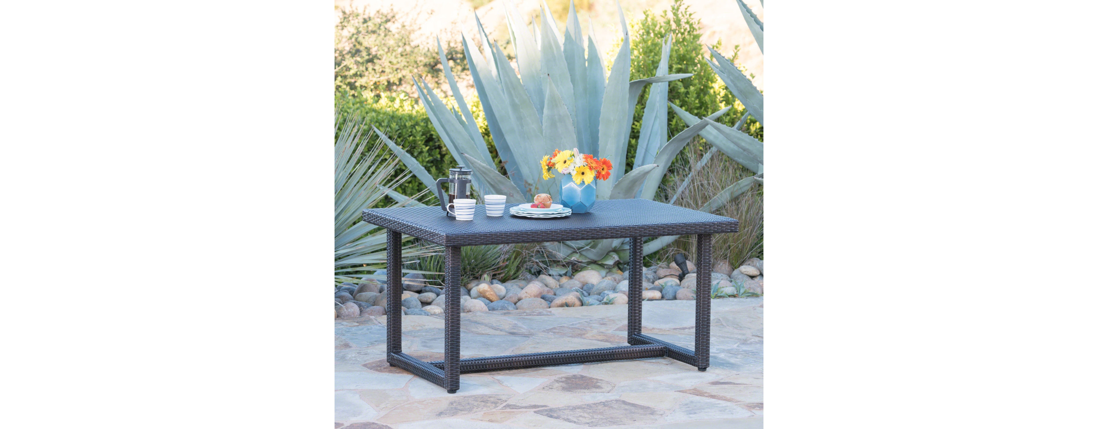 Simplie Fun Durable All-Weather Rattan Dining Table for Outdoor Spaces