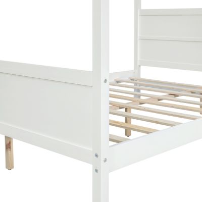 Queen Canopy Bed with Head/Footboard & Slat Support